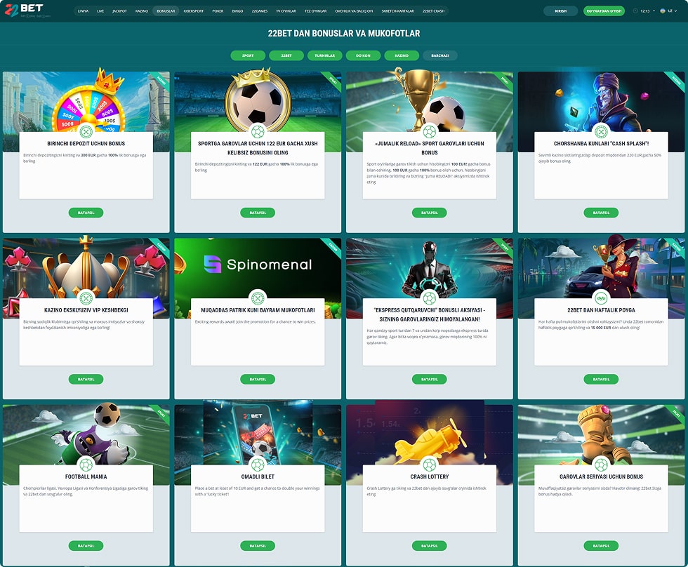 22Bet Bonus Takliflari 22Bet Bonus Takliflari